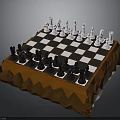Classic Chessboard With Black And White Pieces On Wooden Decorative Frame