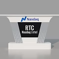 White Functional Desk With Nasdaq Logo RTC Text And Presentation Features 3d model