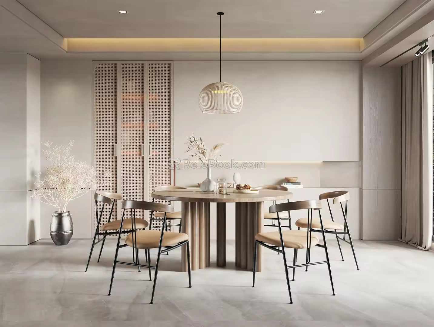 Quiet Restaurant Tables and Chairs 3d model