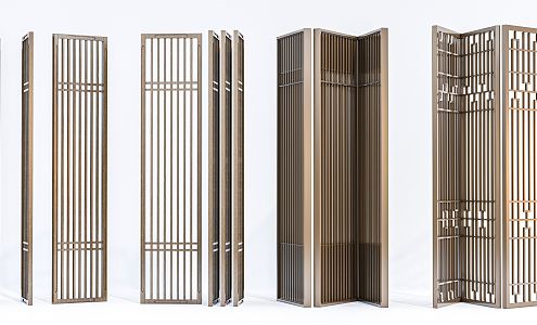 New Chinese-style screen grille partition carved partition 3d model