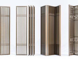 New Chinese-style screen grille partition carved partition 3d model