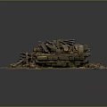 Raw Wood Planks And Stone Chips With Rustic Textures Piled For Artisan Projects 3d model