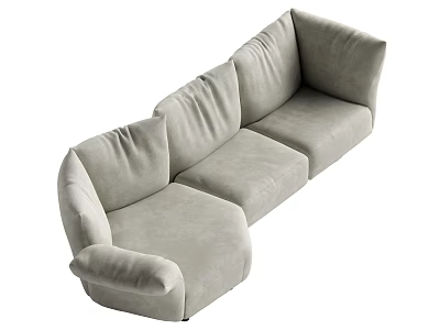 Modern Light Gray Upholstered Sectional Sofa For Living Room Comfortable Seating 3d model