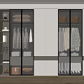 Modern Wardrobe Interior Design With Glass Doors Hanging Rods And Storage Shelves
