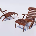 Two Modern Wooden Lounge Chairs With Slatted Backrest And Armrests Design