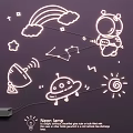 Space Theme Neon Light Set With Astronaut Rainbow Clouds Stars UFO Satellite and Sun