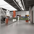 Modern Company Reception Area Interior Design With Elephant Logo Glass Partitions And Lighting
