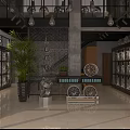 Modern Boutique Interior With Industrial Style Tables Chairs Bookshelves And Windows