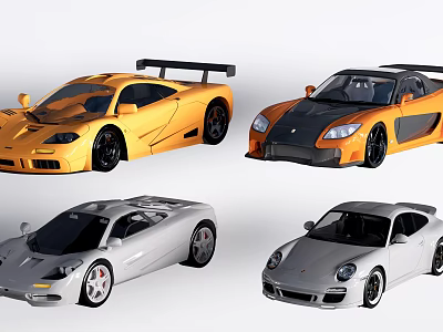 Functional Sports Cars In Multiple Colors With Sleek Design And Performance Features 3d model