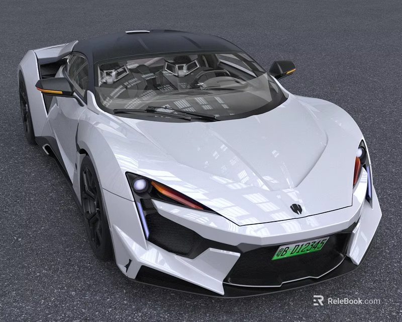 White Hypercar With Sleek Aerodynamic Design Black Roof And Striking Front Lights 3d model 