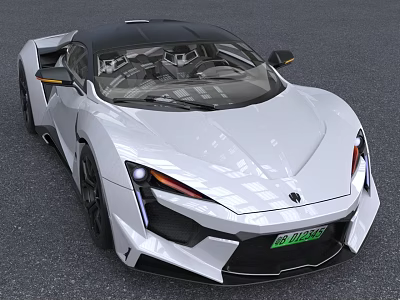 White Hypercar With Sleek Aerodynamic Design Black Roof And Striking Front Lights 3d model