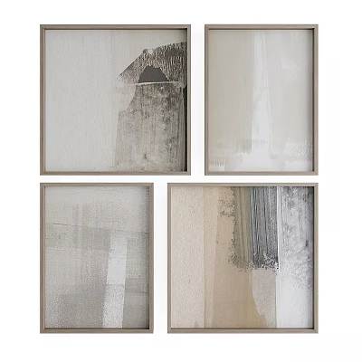Four Modern Frames With Abstract Art In Neutral Tones For Wall Decor 3d model