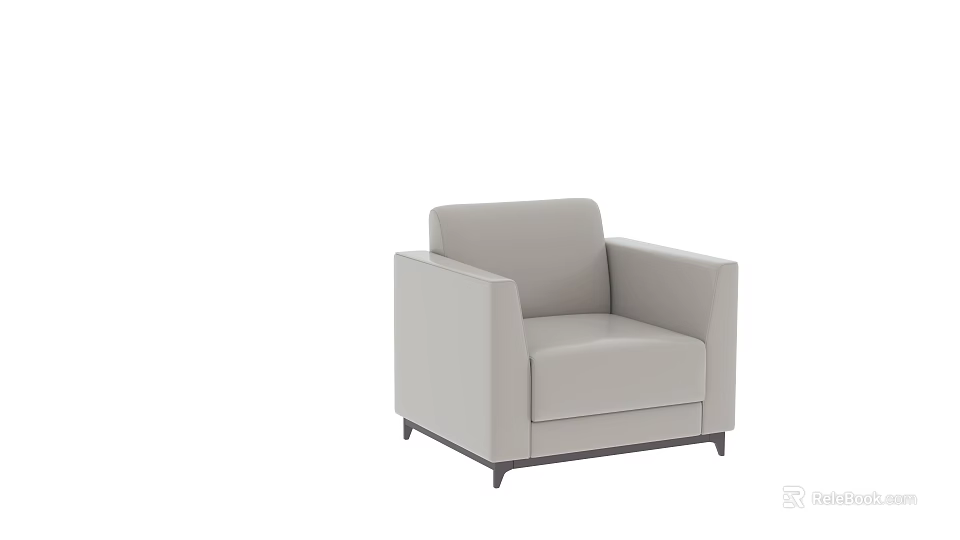 Modern Light Gray Single Sofa With Sleek Armrests And Comfortable Backrest On Dark Legs 3d model 