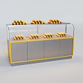 Modern Retail Display Showcase Shelf With Glass Door And Tiered Bread Storage