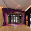 Modern Event Entrance With Black Canopy Glass Facade And Illuminated Sign