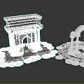 Ancient Stone Architecture Models Featuring Arched Doorways Columns And Moss Covered Bases 3d model