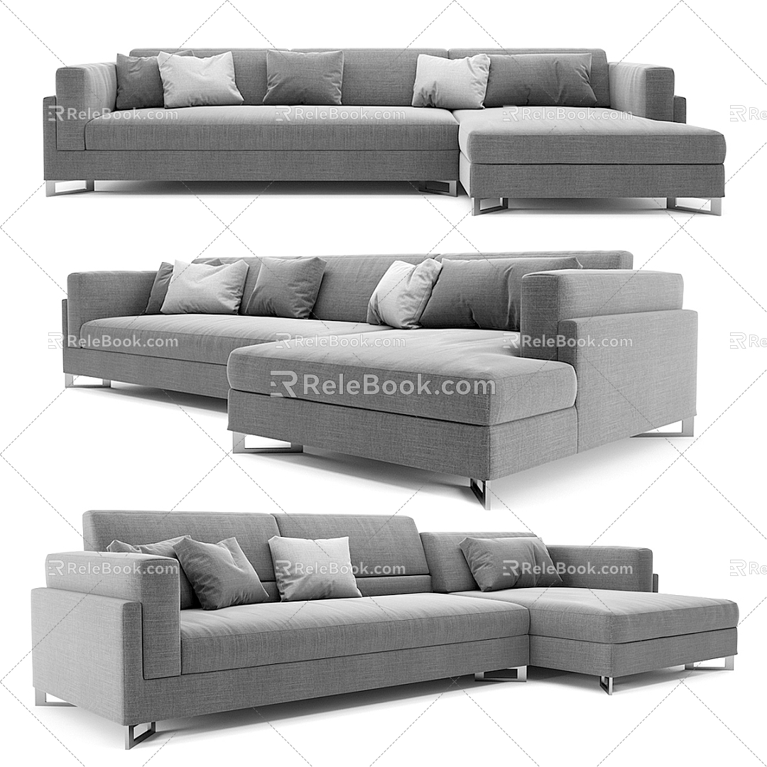 Casual Sofa Combination Casual Sofa Living Room Sofa Multi-Person Sofa Pillow Pillow Home Furniture Simple 3d model