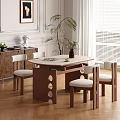 Stylish Wooden Round Dining Table Set With Four Chairs Unique Hole Design And Elegant Decor