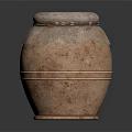 Rustic Brown Textured Clay Pot Featuring Fringed Lid and Smooth Surface 3d model