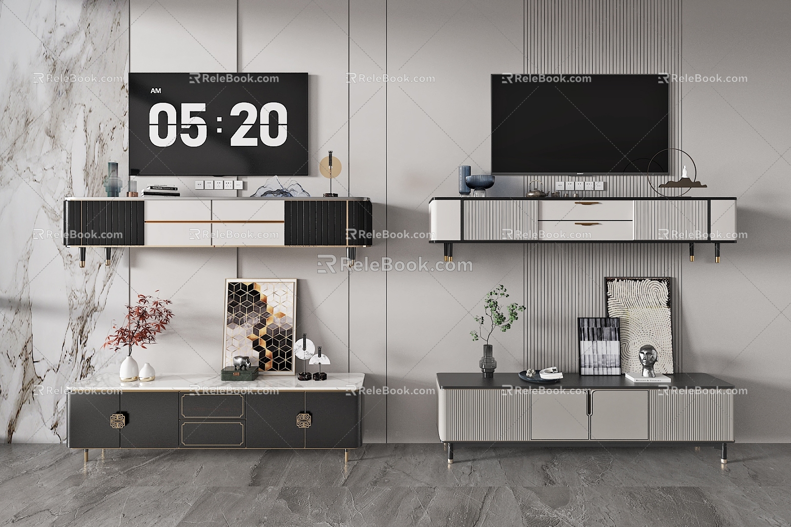 New Chinese Style Modern TV Cabinet Floor Cabinet Side Cabinet 3d model