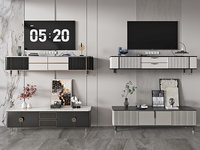 New Chinese Style Modern TV Cabinet Floor Cabinet Side Cabinet 3d model