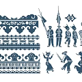 Traditional Chinese Wall Decor With Ornate Patterns And Folk Dance Silhouettes 3d model