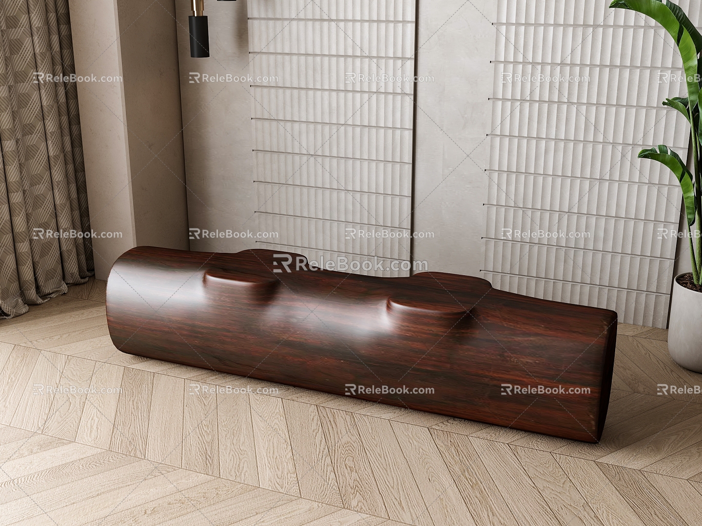 New Chinese Style Solid Wood Bench 3d model