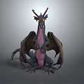 Mythical Black Dragon Game and Movie Character With Wings Purple Belly and Yellow Eyes