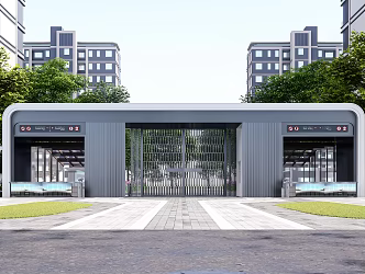 Community gate entrance 3d model