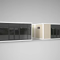 Construction Site Temporary Container Buildings With Large Glass Windows And Beige Exterior