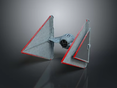 Futuristic Spacecraft With Triangular Wings And Red Accents For Space Exploration 3d model