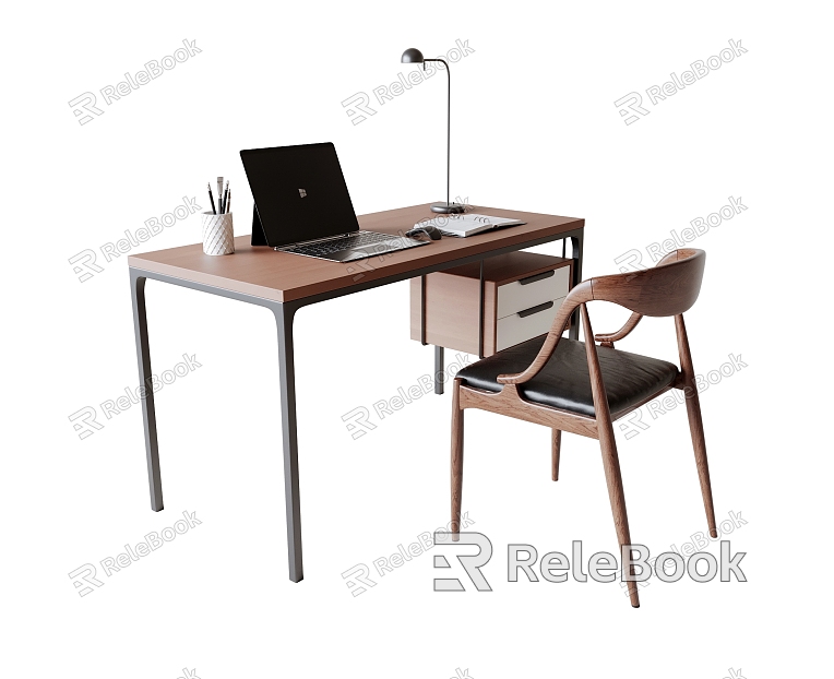 Modern desk and chair combination model