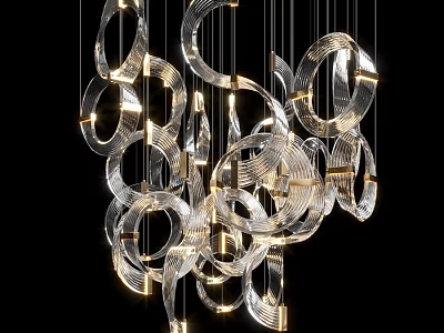 Elegant Modern Crystal Chandelier with Circular Ring Design for Interior Lighting 3d model