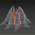 Glowing Volcanic Lava Structure With Orange Red Flames And Scaly Rock