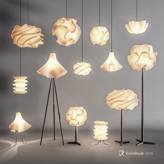 Modern Creative Lighting Combinations With Various Style Ceiling And Floor Lamps 3d model 