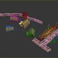 Ancient Wooden Water Transport Vessel With Small Huts Dock And Fence Structure