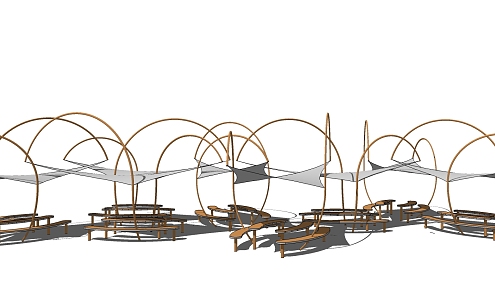 Modern Tensioned Membrane Featured Landscape Tensioned Membrane Carriage Playground Outdoor 3d model