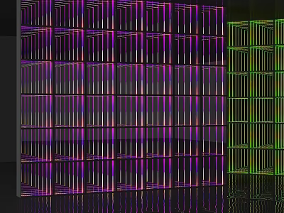 Illuminated Commercial Grid Display Equipment Featuring Purple And Green LED Lights 3d model