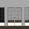 Elegant White Double Doors With Glass Grid Design In Light Wall Interior
