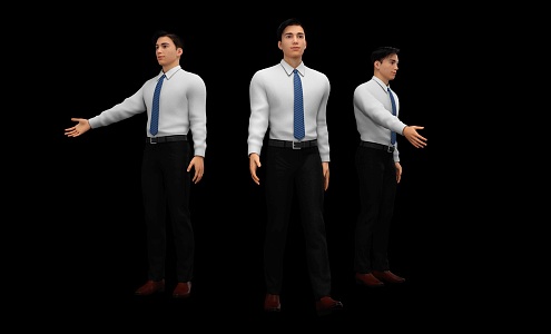 Realistic male film and television animation characters business men 3d model