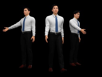 Realistic male film and television animation characters business men 3d model