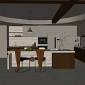 Modern Kitchen Interior Design With Marble Island And Wooden Cabinets