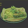 Grilled Ribs with Crispy Onion Rings Golden Fries and Fresh Vegetable Sticks on Wooden Tray