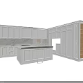 Classic White Kitchen Cabinets With Floral Carvings Open Shelves And Marble Island Countertop