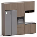 Wooden Sideboard With Double Door Refrigerator Built in Oven Drawers and Cabinets