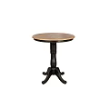 Round Wooden Top Side Table With Black Decorative Base And Sturdy Structure 3d model