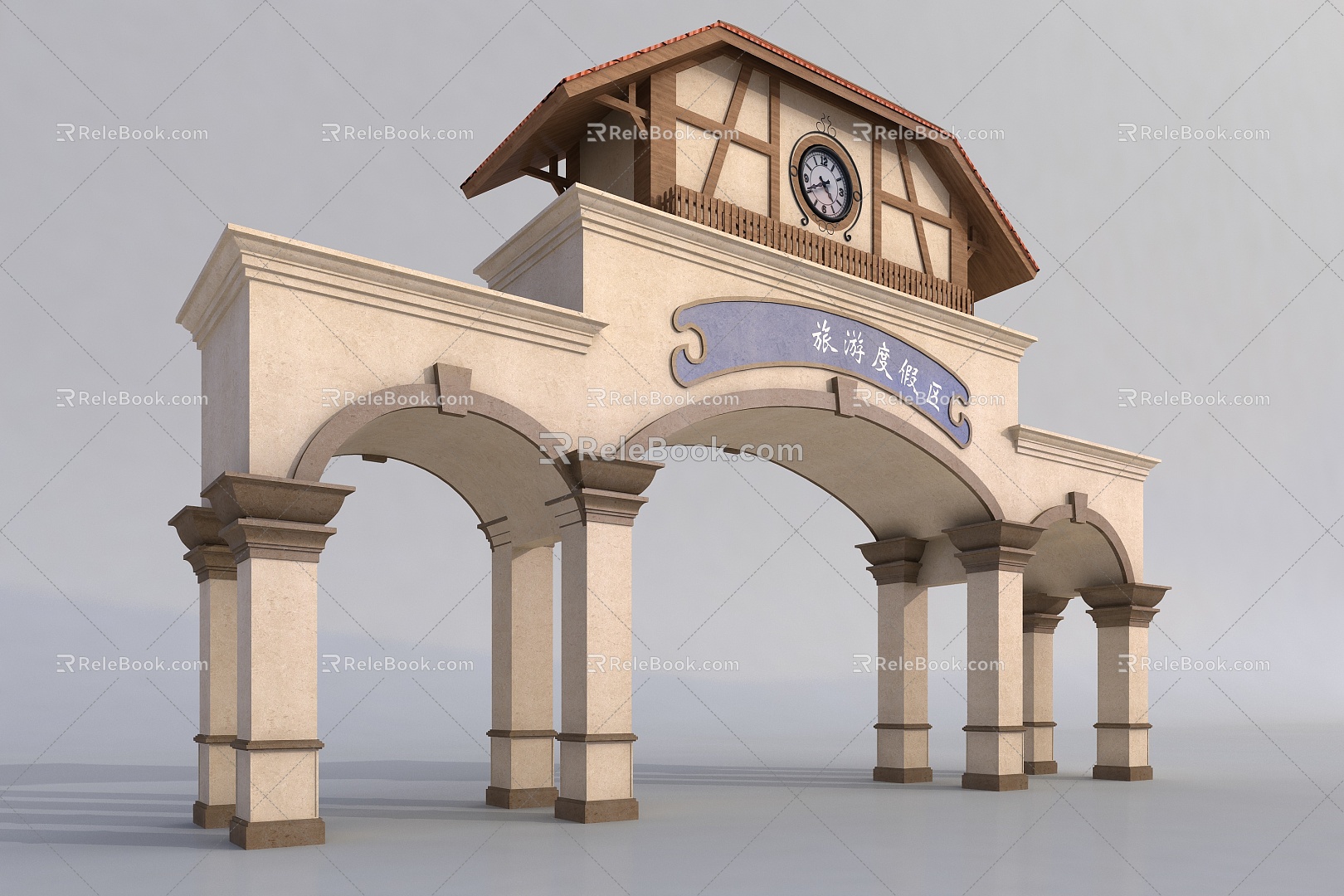 European-style archway 3d model