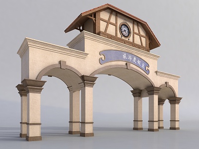 European-style archway 3d model