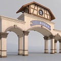 European-style archway 3d model