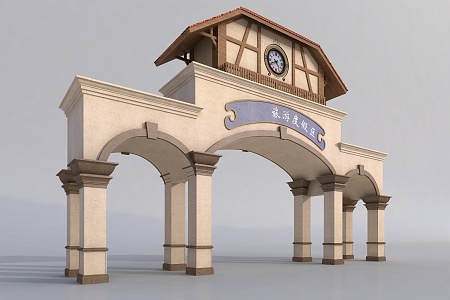 European-style archway 3d model